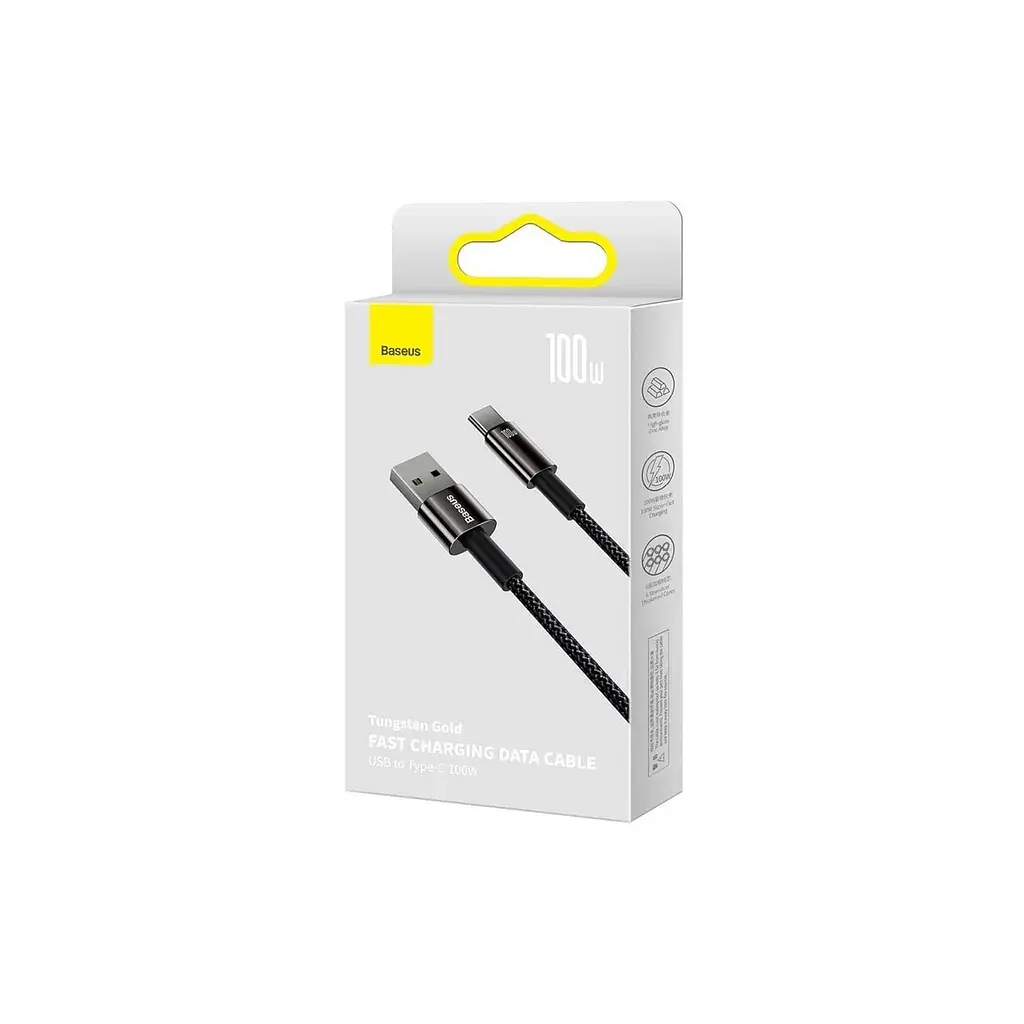 Дата кабель USB 2.0 AM to USB-C 1.0m 100W black Baseus (CAWJ000001) - фото 6