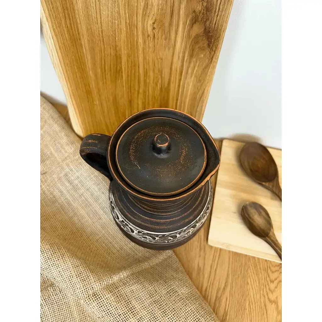 Кувшин 2,5 литра керамический (глиняный) резной с ручкой  - фото 2