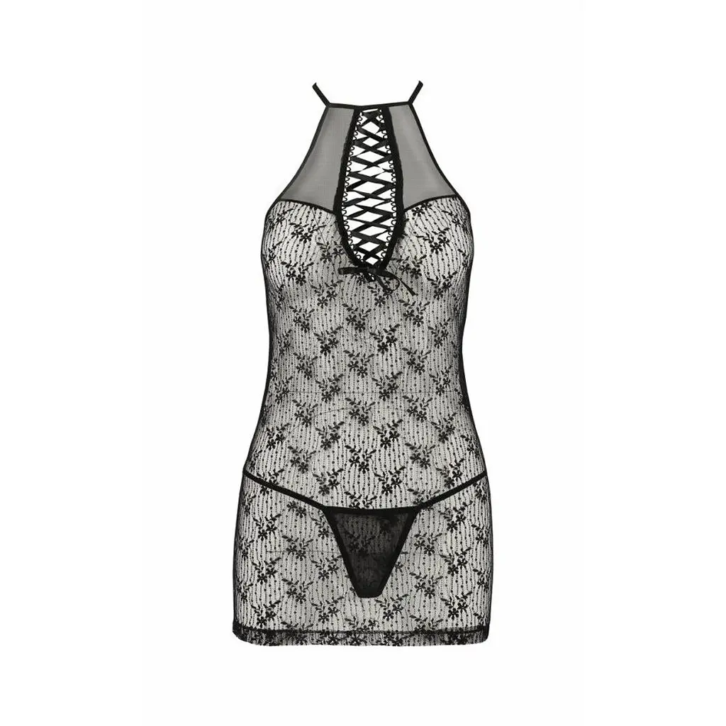 Напівпрозора сорочка Passion AZALIA CHEMISE XXL/XXXL, black - фото 5