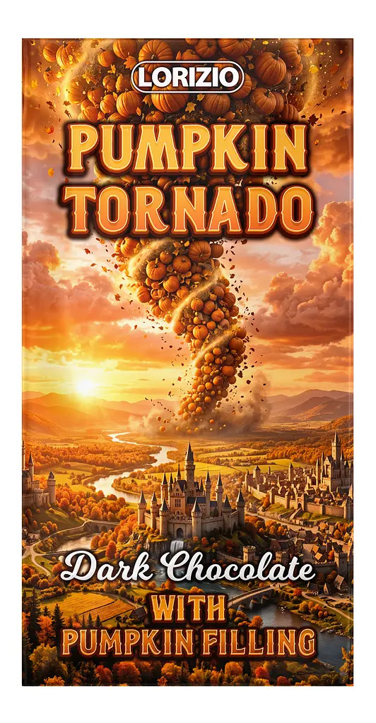 Шоколад чорний Lorizio з гарбузовою начинкою "PUMPKIN TORNADO" 200 г - фото 3