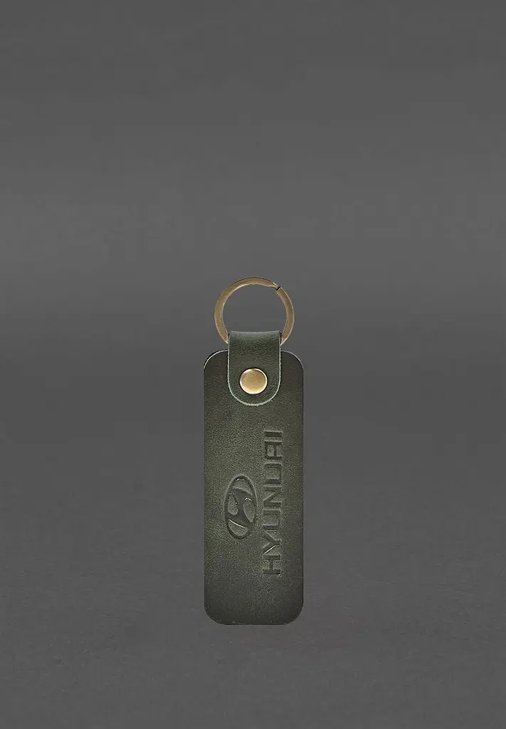 Шкіряний брелок для Авто Hyndai зелений Crazy Horse - фото 2