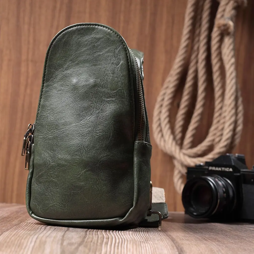 Красива сумка через плече в модному кольорі з екошкіри Vintage 22791 зелена - фото 8