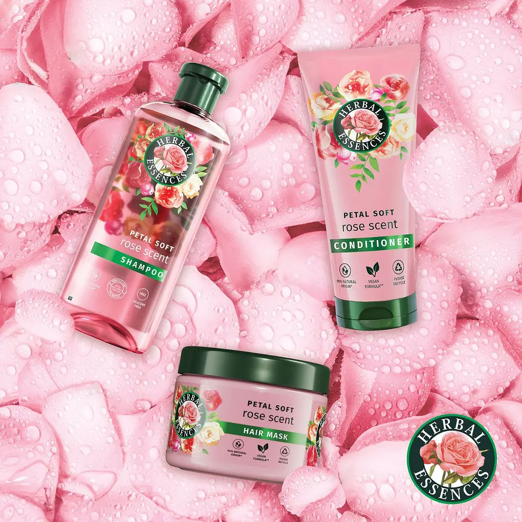 Подарочный набор Herbal Essences Аромат розы: Шампунь 350 мл + Бальзам-ополаскиватель 250 мл + Маска для волос 300 мл  - фото 2