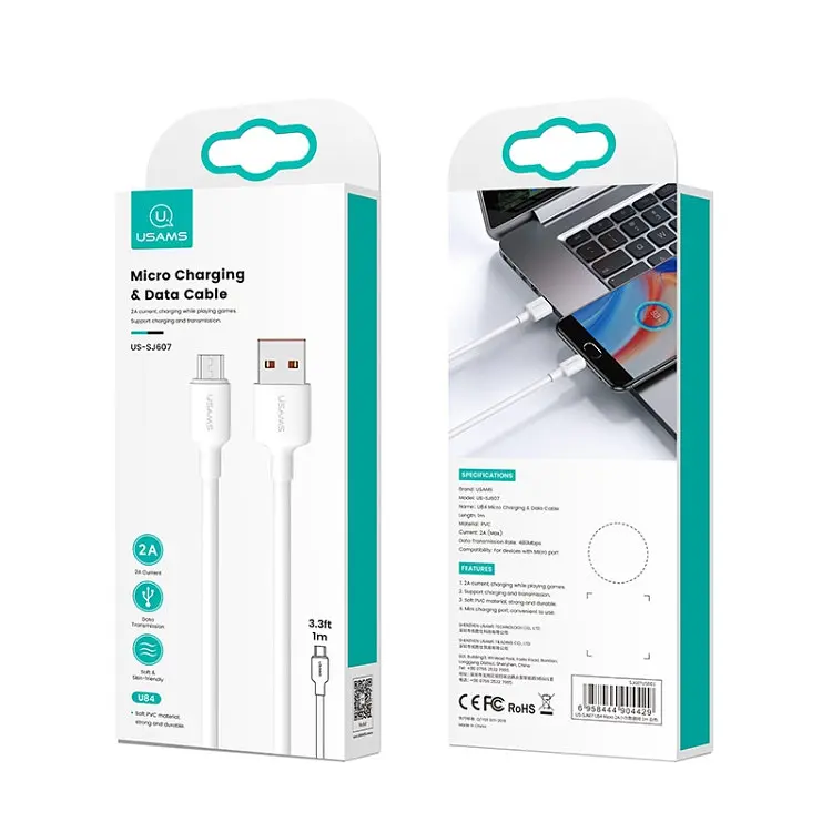 Кабель Usams SJ607 U84 2A Micro Charging Data Cable 1 м Білий - фото 2