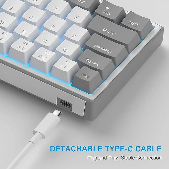 Ігрова механічна дротова клавіатура MageGee Sky68 / 60% /68 клавіш / Red Switch / White - фото 5
