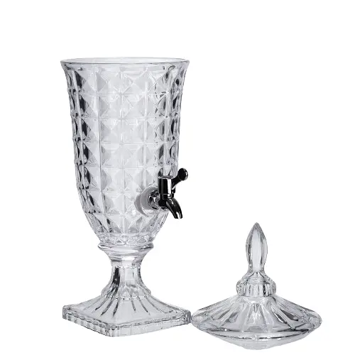 Лимонадница с краном на подставке стеклянная 2 л 46 см. Прозрачный Yiwu HP-19-12F - фото 4