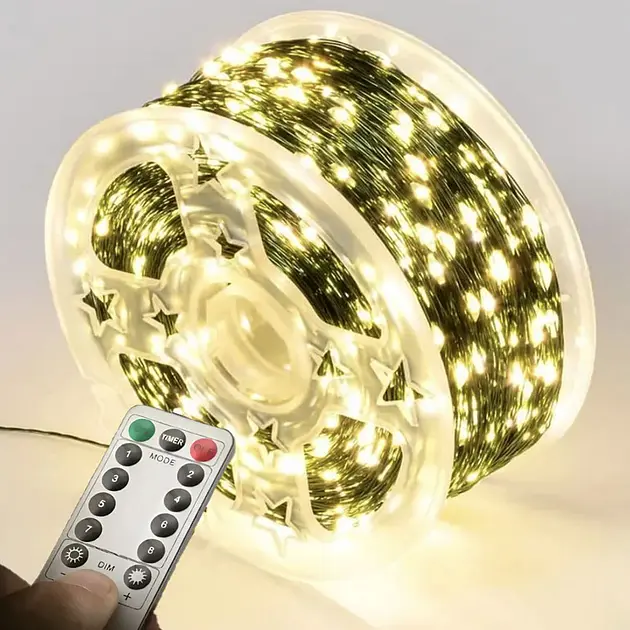 Гірлянда Роса нитка 500 LED, довжина 50 м з пультом, зелений, теплий XPRO (47724-717_377) - фото 4
