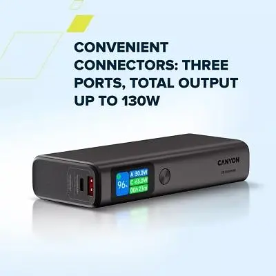 Батарея універсальна Canyon 20000mAh OnPower 230 TFT PD/130W Dark Grey (CNS-CPB230DG) - фото 7