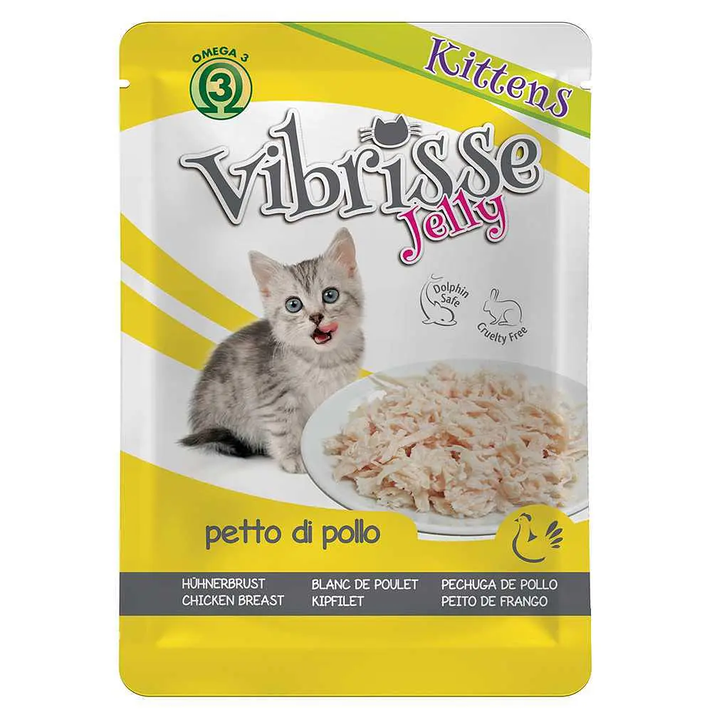 Вологий корм для кошенят Vibrisse Jelly куряча грудка в желе, пауч 70 г