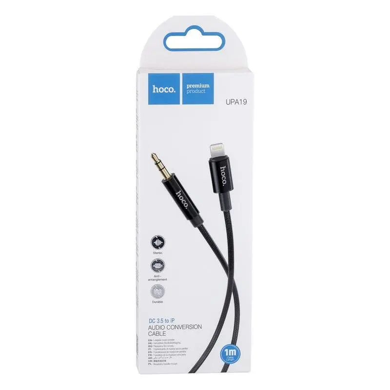 Кабель Hoco AUX UPA19 digital audio conversion cable Lightning Black - фото 2
