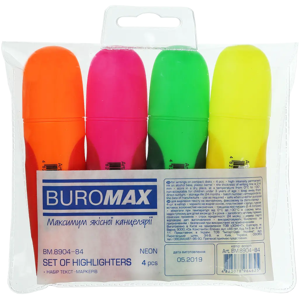 Набір маркерів Buromax Neon з гумовими вставками 4 шт. (BM.8904-84) - фото 3