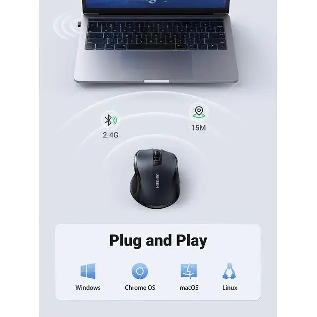 Бездротова миша UGREEN MU006 Ergonomic Wireless 90545 синя - фото 5