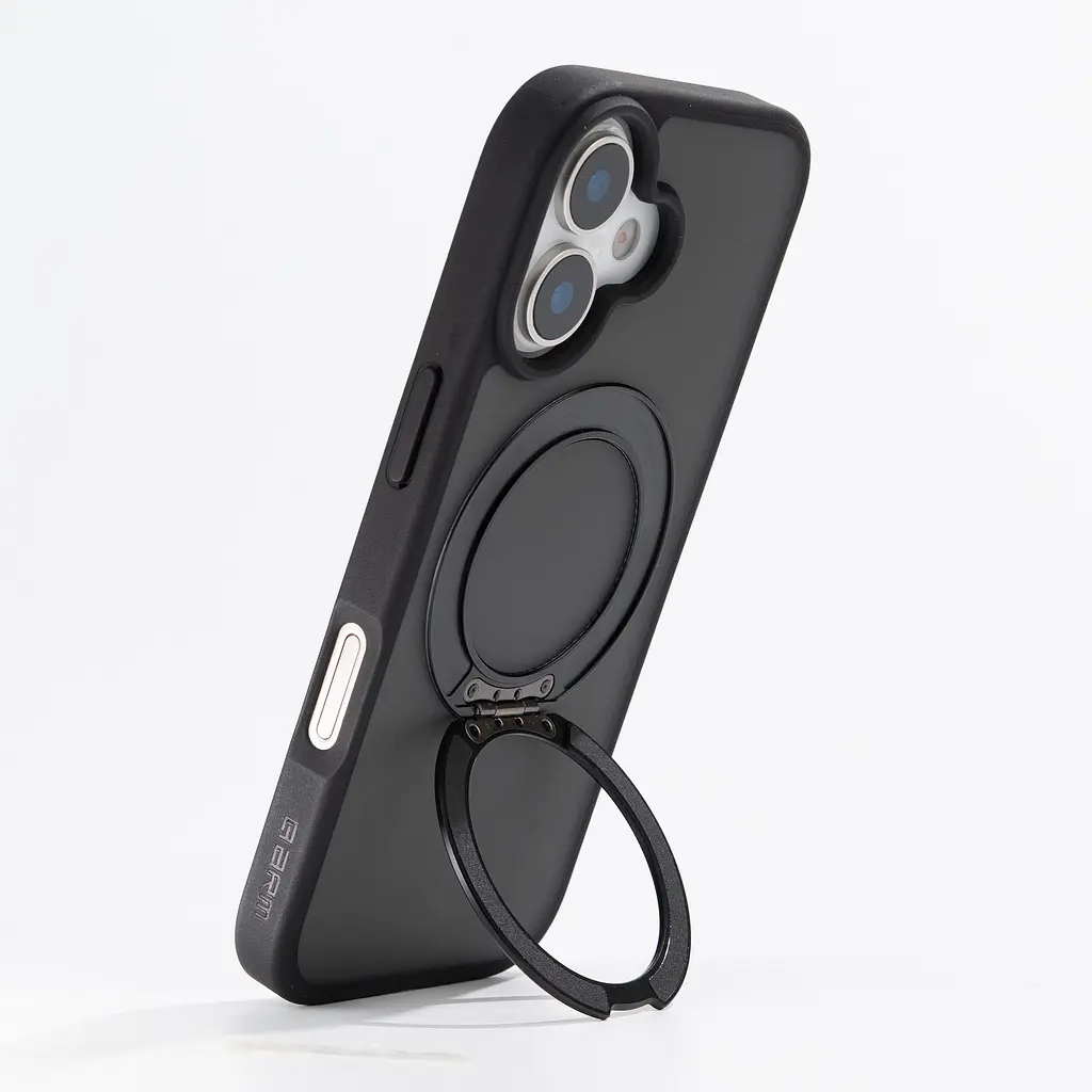 Противоударный чехол-панель для Apple iPhone 17, Unit Stand2, черный, силикон + поликарбонат, защита всего корпуса, с подставкой, поддержка магнитных держателей и беспроводной зарядки (MagSafe), ArmorStandart (ARM86329) - фото 5