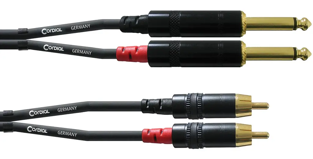 Коммутационный кабель 2хJack 6.3 — 2хRCA 0.9м Cordial CFU 0,9 PC