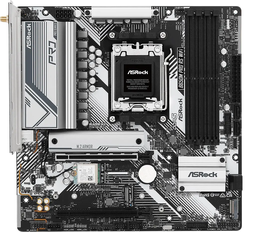 Материнська плата ASRock B650M Pro RS Wi-Fi Socket AM5 (B650M Pro RS WiFi) Б/В - фото 2