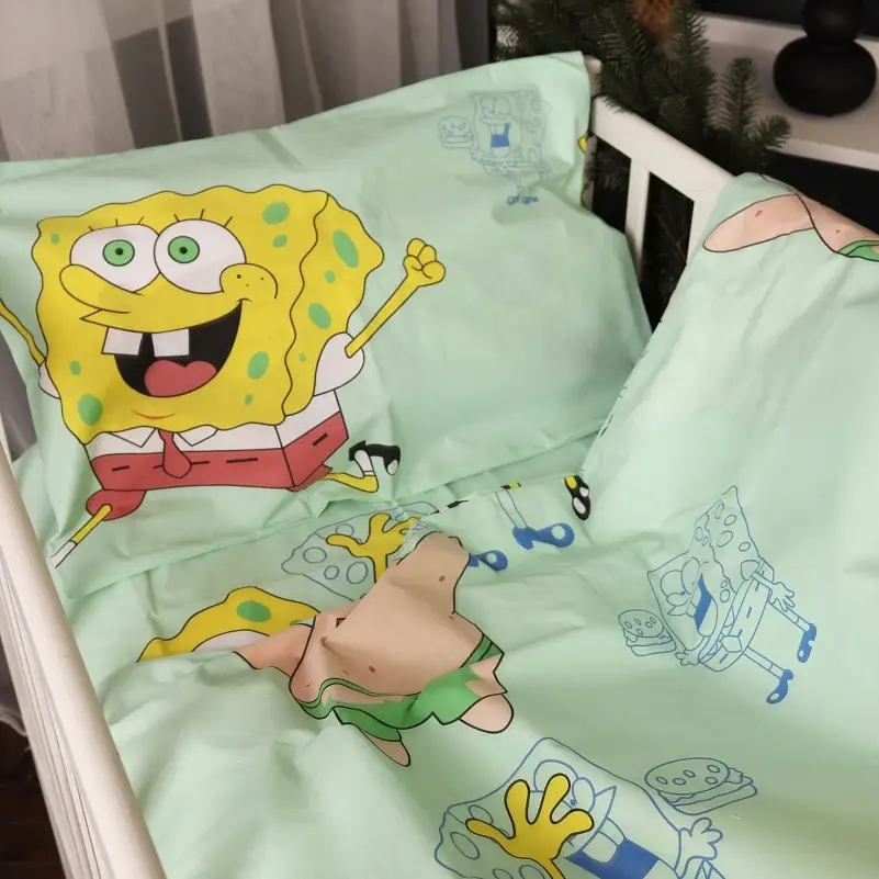 Простирадло на гумці MirSon Kids Time 17-0688 Спанч Боб і Патрік Бязь 70х130 см (2200010252415) - фото 4