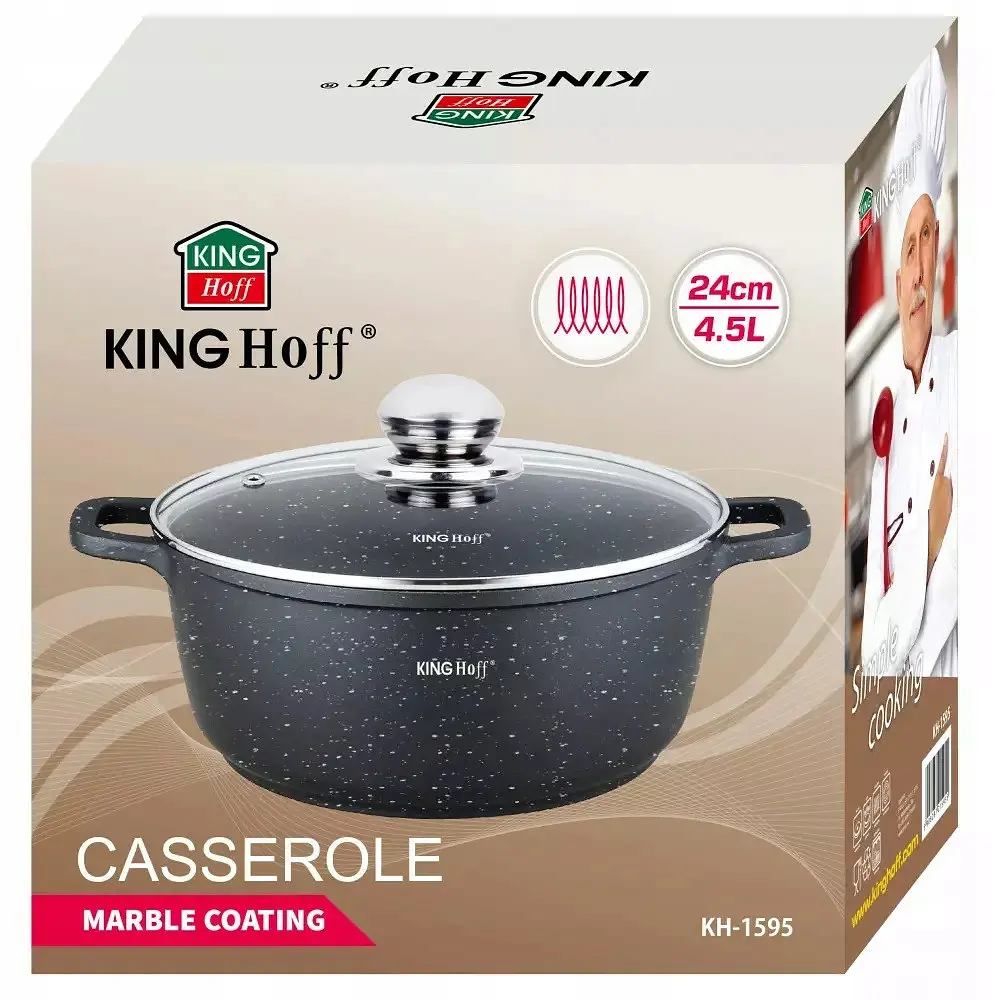 Каструля з мармуровим покриттям KingHoff KH-1595 24см 4.5л - фото 10
