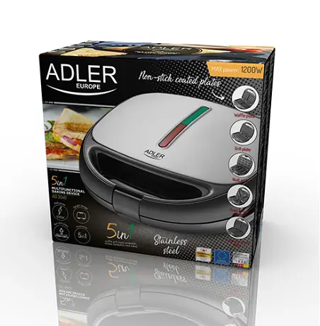 Вафельниця-горішниця-гриль-бутербродниця Adler AD 3040 - 5в1. 1200 Вт - фото 10