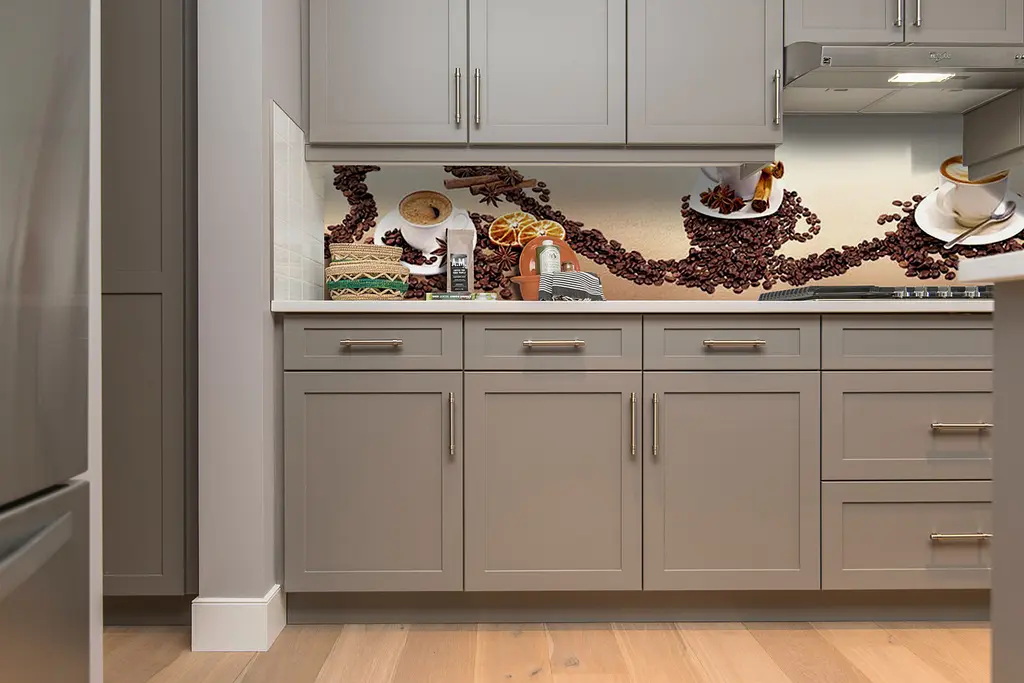 Кухонний фартух Happy Pocket Зерна кави для кухні наклейка ПВХ спеції чашки Коричневий 60х300 см Z180575 - фото 4