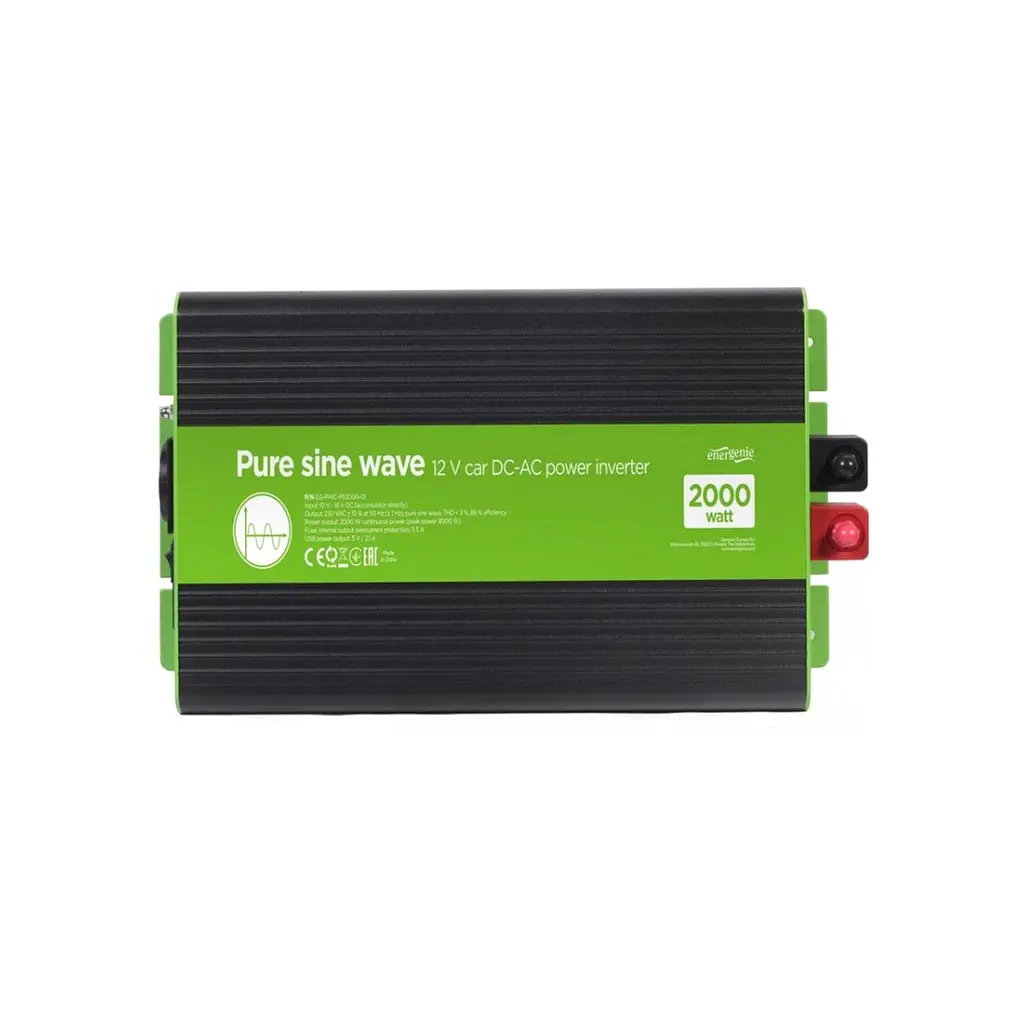 Автомобільний інвертор EnerGenie 12V/230V 2000W (4000W peak power) чиста синусоїда (EG-PWC-PS2000-01) - фото 3