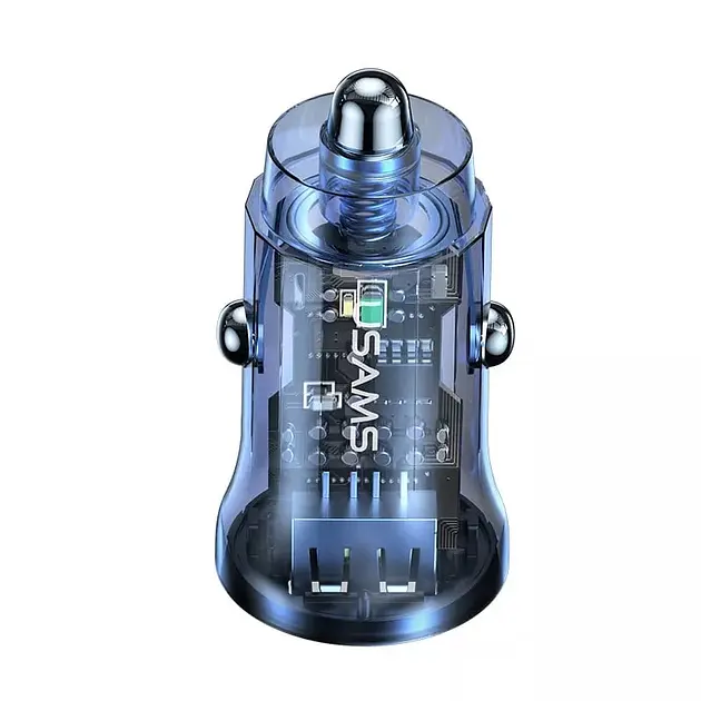 Автомобільний зарядний пристрій Usams 15W роз’єми USB та USB Синій (6958444901251) - фото 2