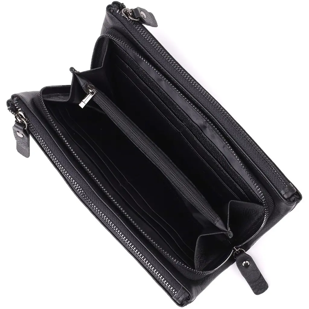 Практичний шкіряний гаманець на три відділення ST Leather 23111 чорний - фото 8