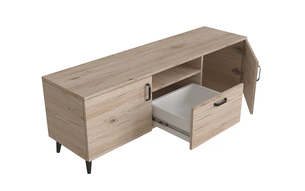 Тумба Лестер на конусных ножках Ferrum-decor 48x139x38 Черный металл ДСП Дуб Сан-Марино 16 мм (FRD-106806) - фото 4