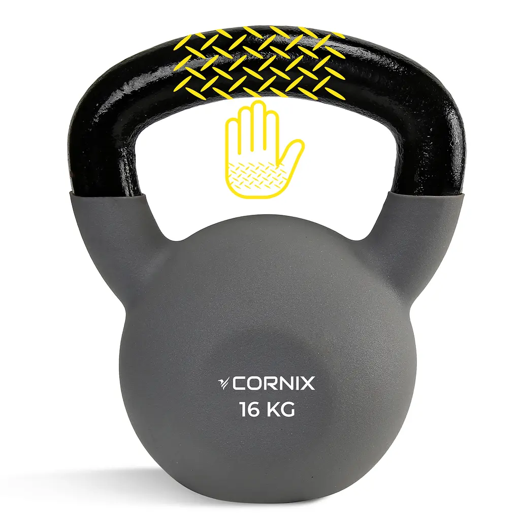 Гиря металева Cornix 16 кг з вініловим покриттям XR-0438 Grey/Black - фото 3