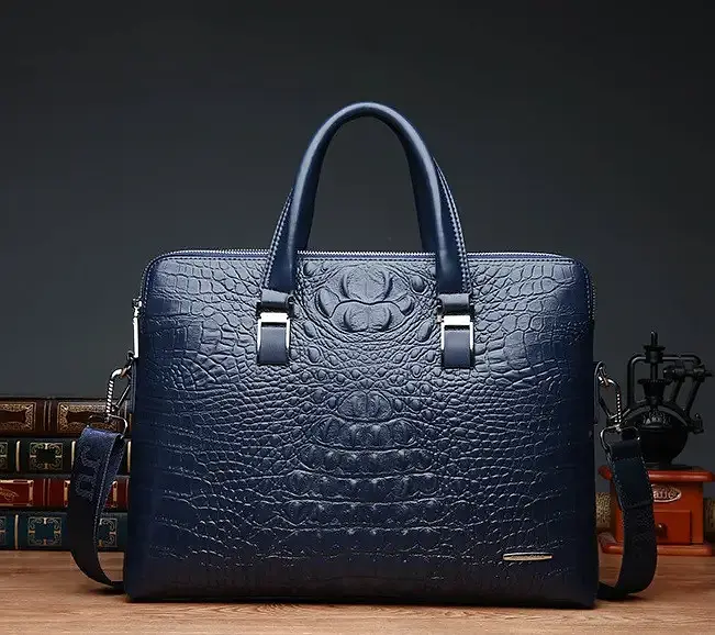 Портфель чоловічий для документів А4 синій під крокодила 635С - фото 3