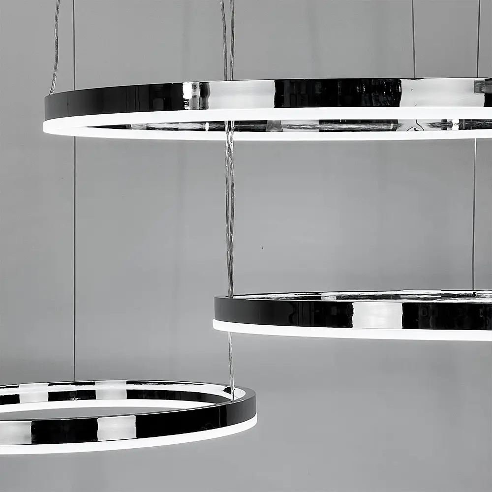 Светодиодная люстра на три кольца 60+40+20 см в хромированном каркасе Line F | Ст. MJ73-600+400+200 CH - фото 3