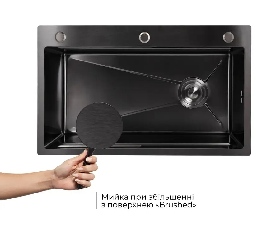 Мийка для кухні інтегрована Lidz Handmade H7545B Brushed Black PVD 3,0/1,0 мм LDH7545BRUBLM49458 - фото 3