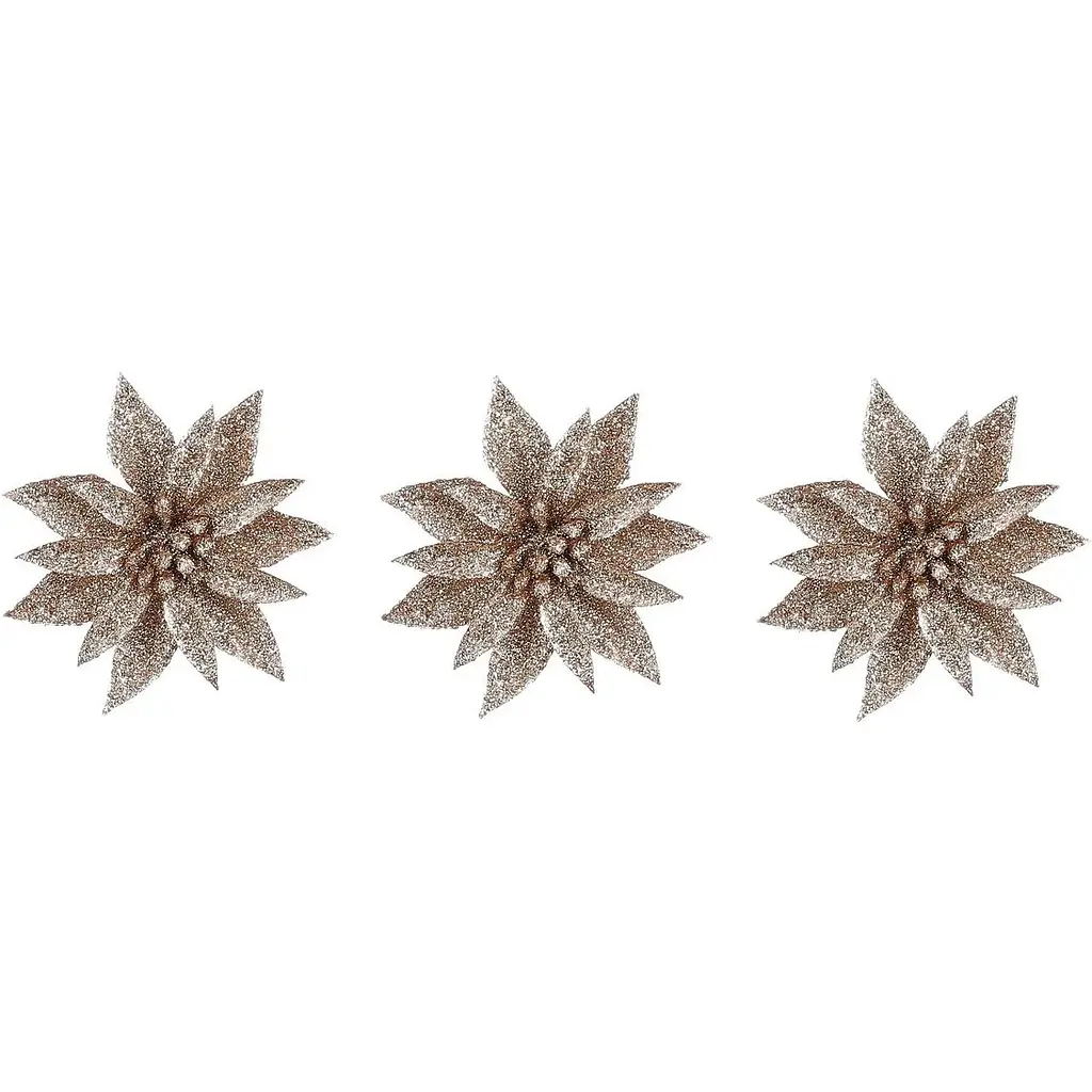 Квітка декоративна Mica Decorations на кліпсі 10 см шампань 3 шт. (1181053) - фото 2