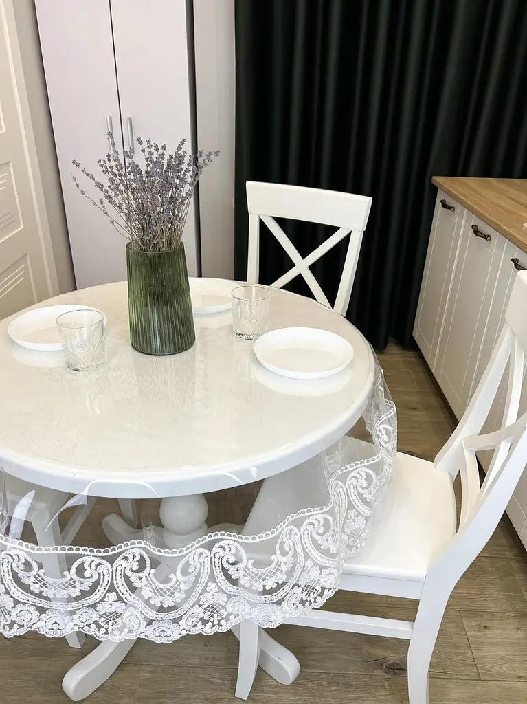 Силиконовая скатерть с белым кружевом Арка 15 см 380х150 см - фото 5