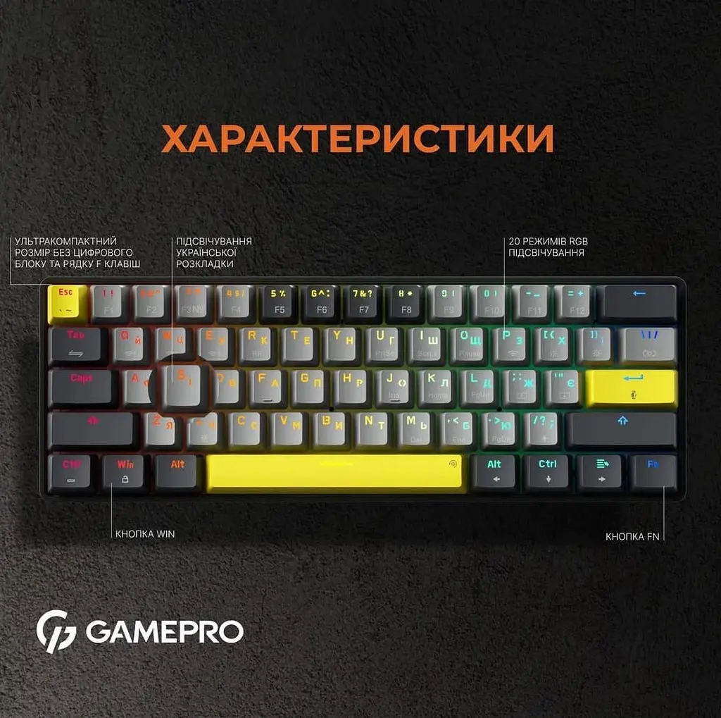 Клавиатура GamePro MK130G Pro Outemu Red Hot-Swap RGB Wireless Black (MK130G Pro) - фото 13
