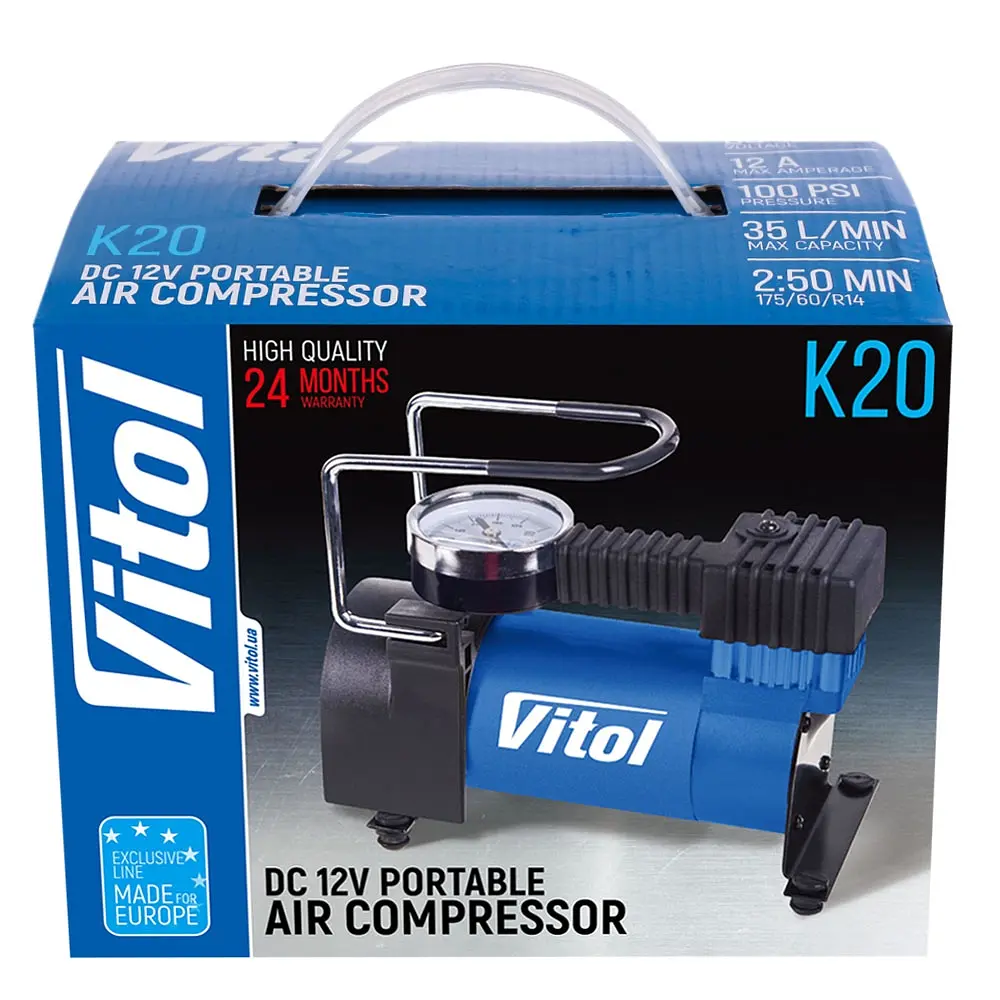Автомобильный компрессор Vitol 100 psi 12 A 35 л (K-20) - фото 5