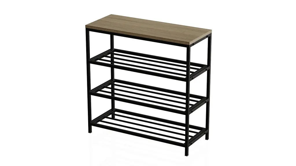 Полиця для взуття Слайм 3 Ferrum-decor 635x630x260 Чорний метал ДСП Дуб Сонома 16 мм (FRD-105158) - фото 8