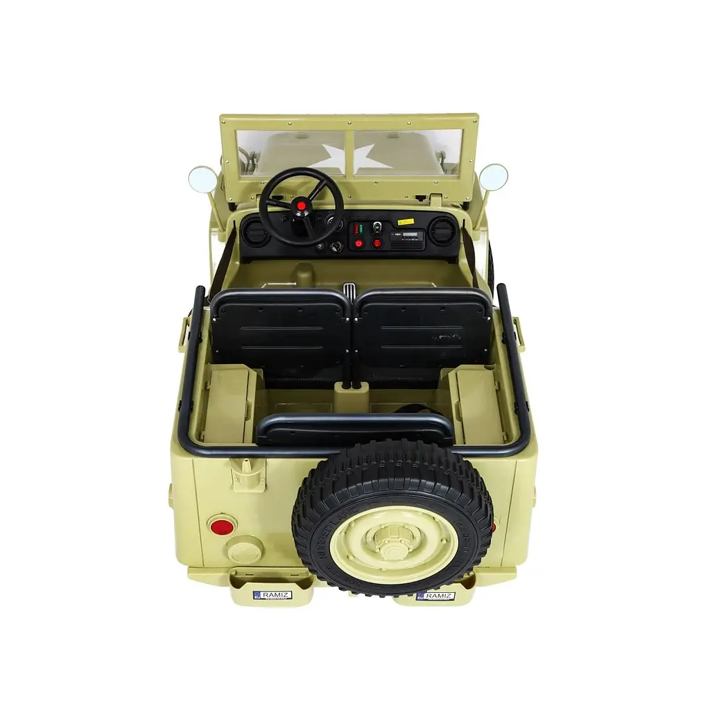 Електроавтомобіль військовий Ramiz Retro MP3 LED 12 В, зелений (PA.JH-101.ZIE) - фото 9