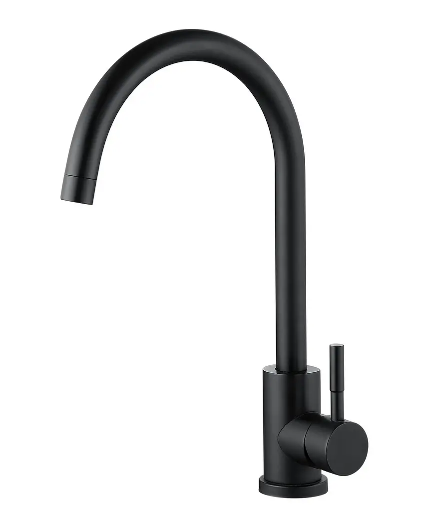 Смеситель для кухни Wezer EKO4A-01-BLACK черного цвета, Черный матовый - фото 2