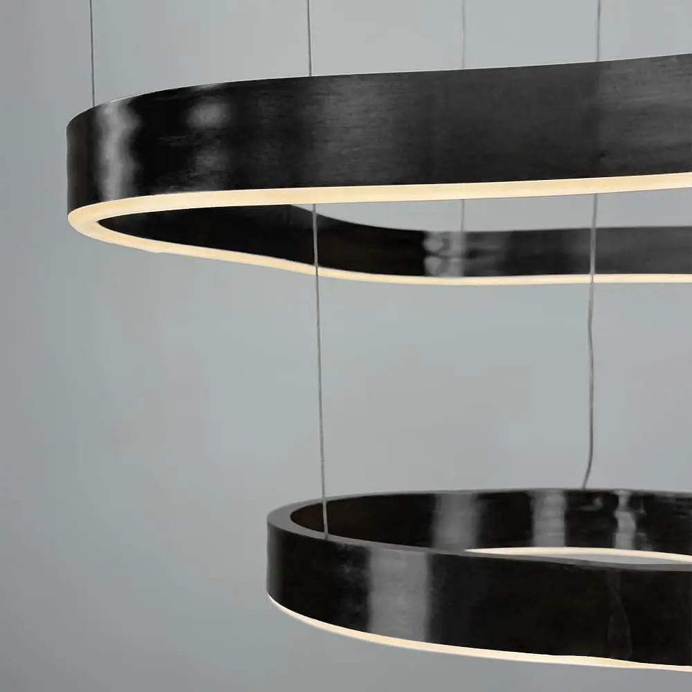 Необычная и эффектная люстра на 2 яруса 60+40 см в черном корпусе Ст. PCL004-600*400 BK | Line F - фото 3