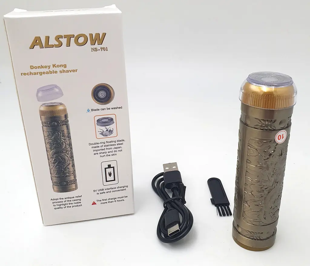 Акумуляторна міні бритва металева дорожня USB електробритва бездротова роторна Mini Shaver Alstow NS-701 - фото 2