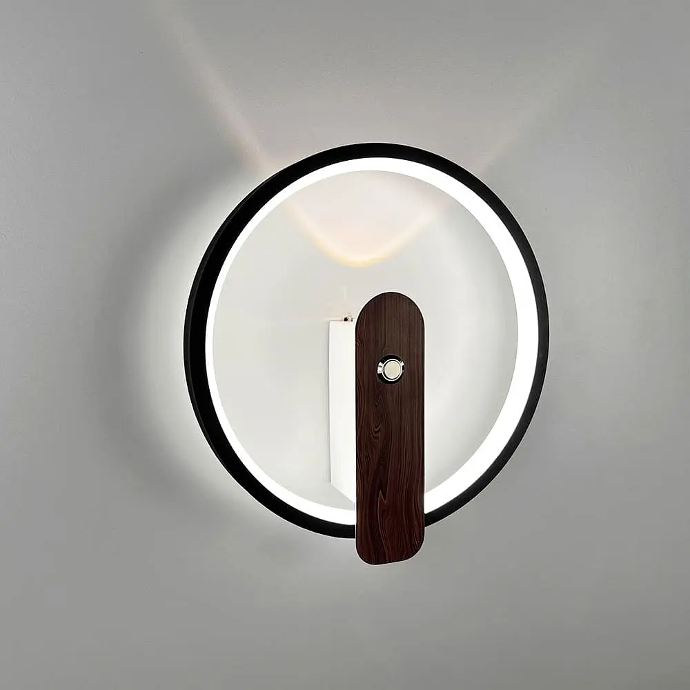 Бра у чорному корпусі із світлодіодним кільцем Ø 23,5 см Line F Арт. W788/2 BK - фото 2