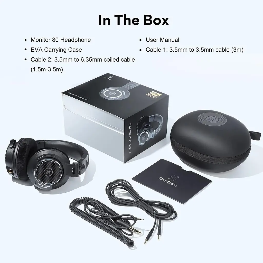Гарнитура OneOdio Monitor 80, 3,5 мм/6,35 мм, с кейсом, Black - фото 6