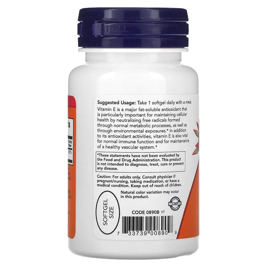 Витамины и минералы NOW Vitamin E-400 with Mixed Tocopherols, 50 капсул - фото 3