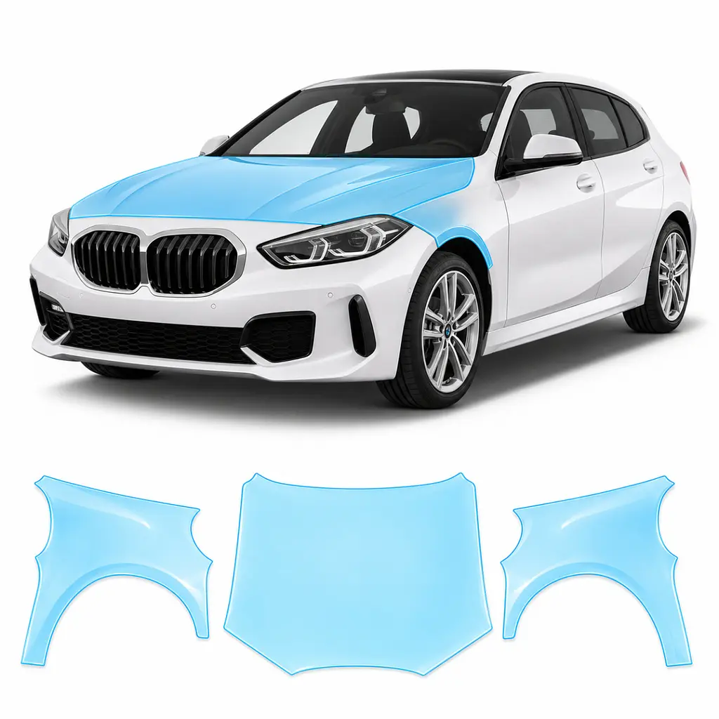 Антигравійна захисна бронеплівка за лекалами для BMW 1 Series F40 2019-2024 - капот і передні крила