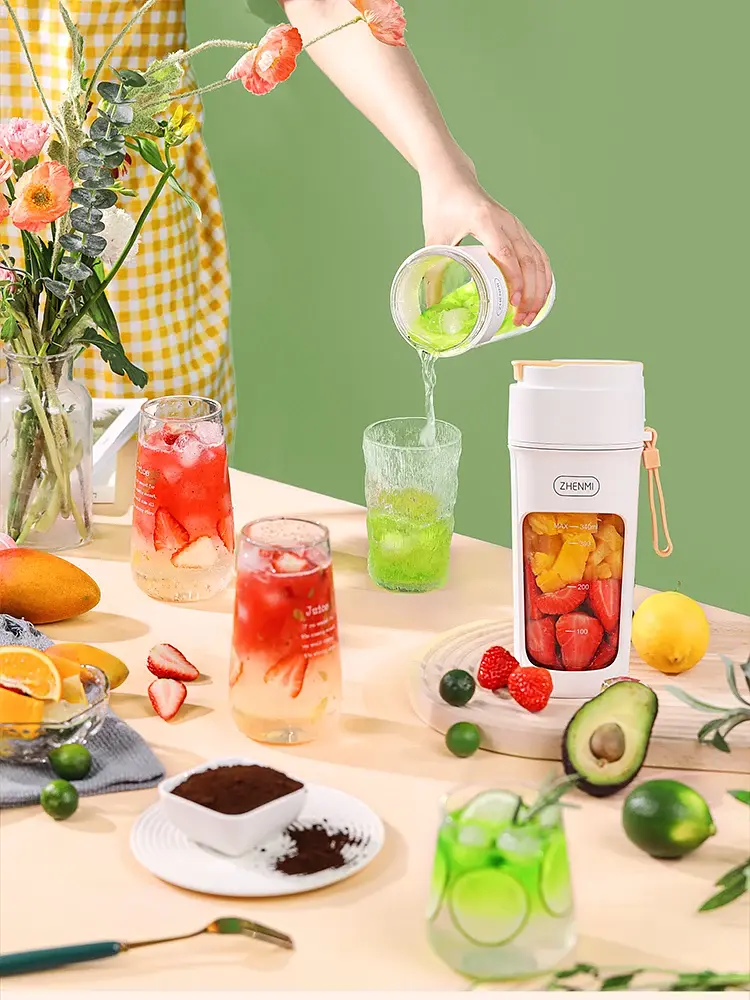 Блендер на акумуляторі для коктейлів та фрешів міні JUICER KS-FSV8 W14 M - фото 2