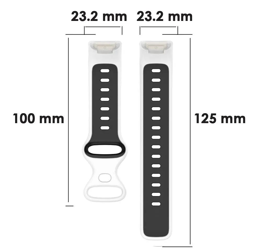 Силиконовый ремешок Primolux Sport для фитнес браслета Fitbit Charge 5/Charge 6 White Black/размер М - фото 6