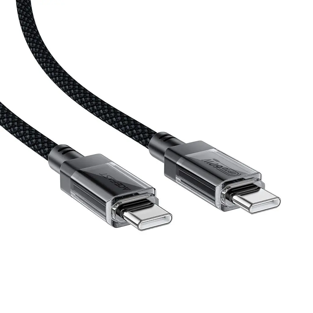 Дата кабель USB-C to USB-C 1.2m 60W stainless steel C12-03 Black Acefast (6974316283317) - фото 3