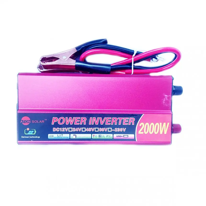 Автомобильный инвертор Solar Aton Power Inverter 023 модифицированная синусоида Red 1 розетка 1 USB с 12V на 220V 2000W (11057) - фото 4