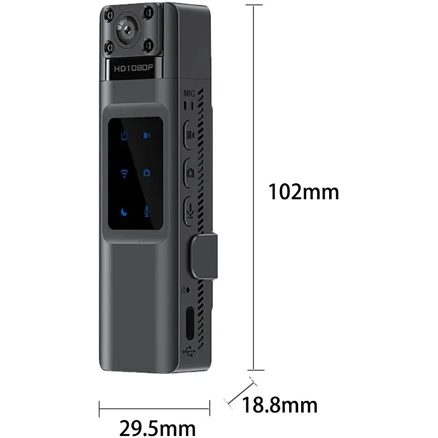 Нагрудна HD боді-камера TCAM H1080 p2p WiFi 1000 мАч Чорний (448274717) - фото 2