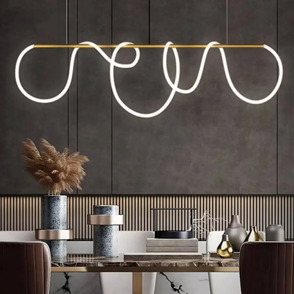 Латунная удлиненная люстра ELISION с гибкой LED лентой Line.F Длина 120 см - фото 6